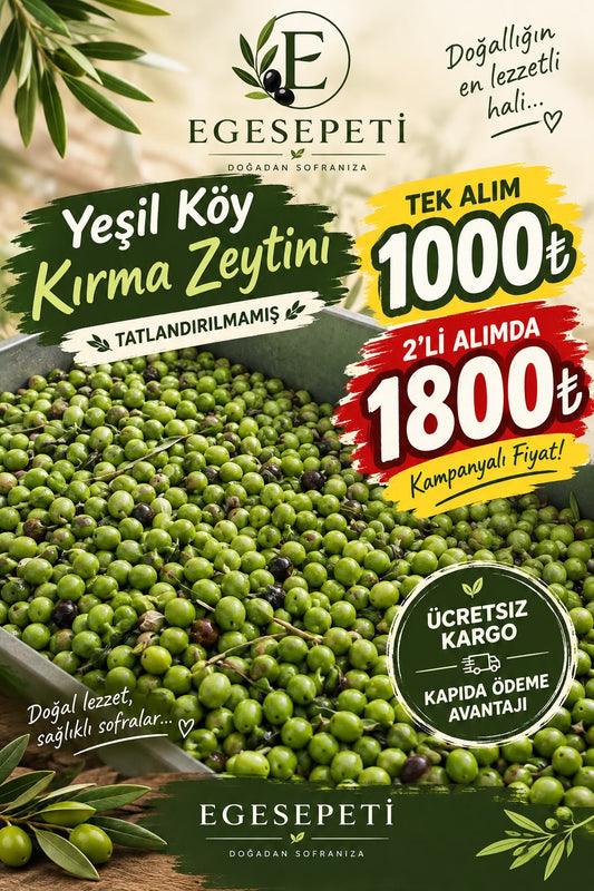 Ege Sepeti Yeşil Köy Kırma Zeytin 3.5KG