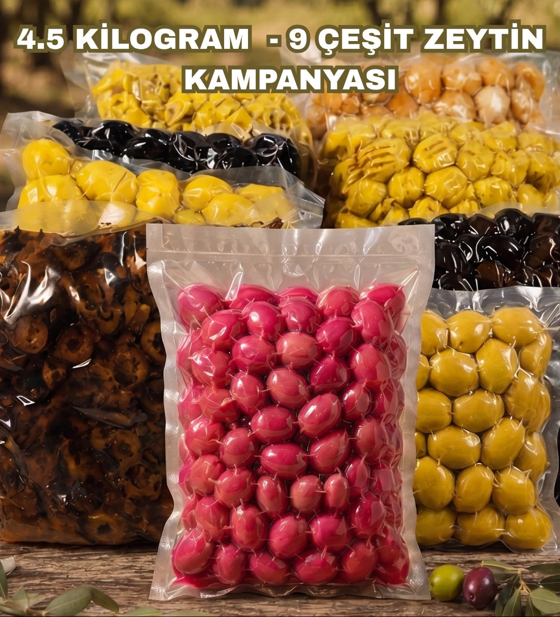 EGE SEPETİ  9 Çeşit 4.5 Kilogram Zeytin Paketi